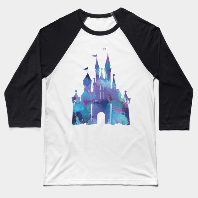 Splatter Paint Castle Baseball T-Shirt by kimhutton